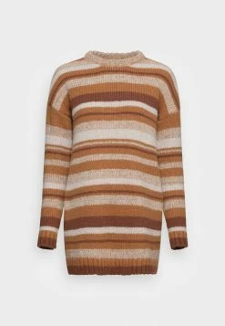 ONLY Tall ONLABBY LIFE LONG STRIPE - Jumper - Tannin/moonbeam/tobacco Brown