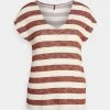 ONLY Tall ONLLIRA V NECK - Print T-shirt - Cherry Mahogany Stripe
