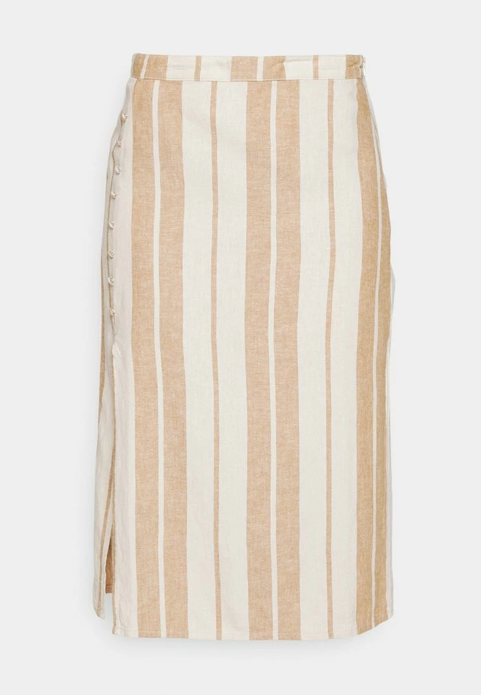 ONLY Tall ONLOHIO LONG SLIT STRIPE - A-line Skirt - Moonbeam/tobacco Brown 6 ONLY Tall ONLOHIO LONG SLIT STRIPE - A-line Skirt - Moonbeam/tobacco Brown - Image 4