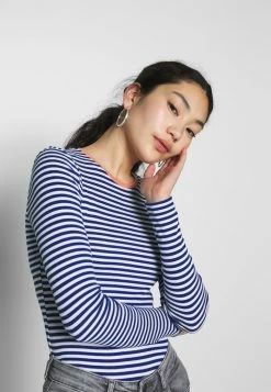 ONLY Tall ONLTINEA O NECK - Long Sleeved Top - Mazarine Blue/cloud Dancer/terra -ONLY Tall Shop 2e545a2419d74669b3a9d439015069ad