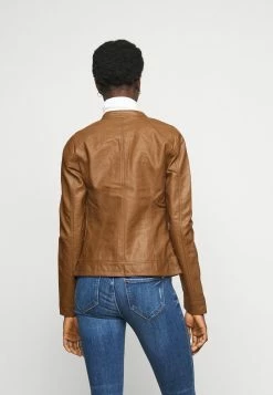 ONLY Tall ONLBANDIT BIKER - Faux Leather Jacket - Cognac -ONLY Tall Shop 2e73c757dfa743a79194dc8613af8ce5