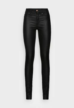 ONLY Tall ONLWAUW TRIP LANK COATED - Trousers - Black