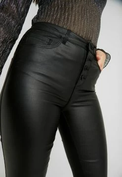 ONLY Tall ONLROYAL BUTTON COATED - Trousers - Black -ONLY Tall Shop 451e16bc31024f65b6da055a7a2827c3