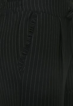 ONLY Tall ONLPOPTRASH PINSTRIPE FRILL PANT - Trousers - Black/white -ONLY Tall Shop 5086c5cae4974d30ab70576c8f44a074
