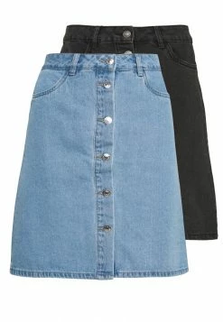 ONLY Tall ONLFARRAH REG SKIRT 2 PACK - A-line Skirt - Light Blue Denim/black Denim