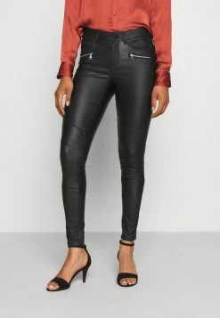 ONLY Tall ONLANNE MID COATED - Trousers - Black