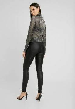 ONLY Tall ONLROYAL BUTTON COATED - Trousers - Black -ONLY Tall Shop 62d71078e1554e0ea829398ca5a2b31e