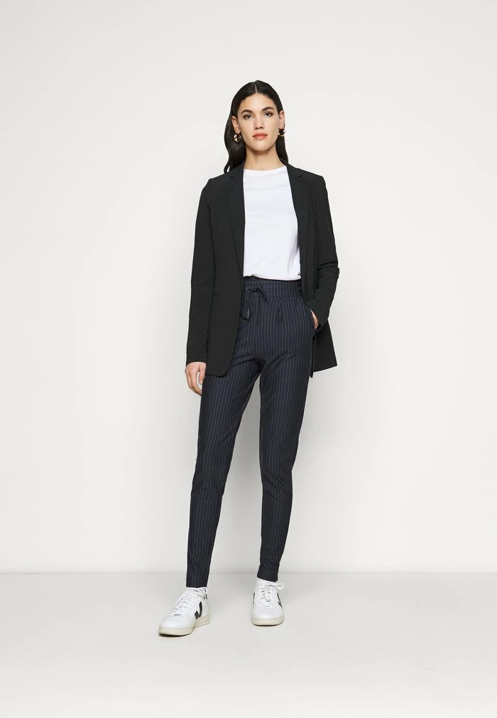 ONLY Tall ONLPOPTRASH PINSTRIPE FRILL PANT - Trousers - Night Sky 4 ONLY Tall ONLPOPTRASH PINSTRIPE FRILL PANT - Trousers - Night Sky - Image 2