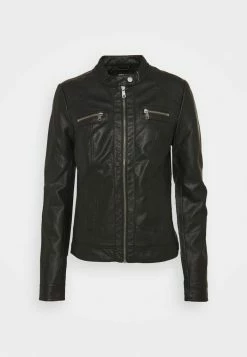 ONLY Tall ONLBANDIT BIKER - Faux Leather Jacket - Black