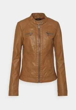 ONLY Tall ONLBANDIT BIKER - Faux Leather Jacket - Cognac -ONLY Tall Shop 8a6bd0b3a217403b9d5bcc51dba31b1f