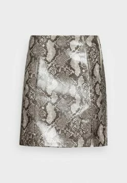 ONLY Tall ONLCAMILLE SNAKE SKIRT - Mini Skirt - Grey/white