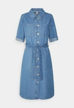 ONLY Tall ONLJENIFER LONG BELTED - Denim Dress - Medium Blue Denim