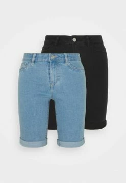 ONLY Tall ONLSUN ANNEKMIDLONG 2 PACK - Denim Shorts - Light Blue Denim