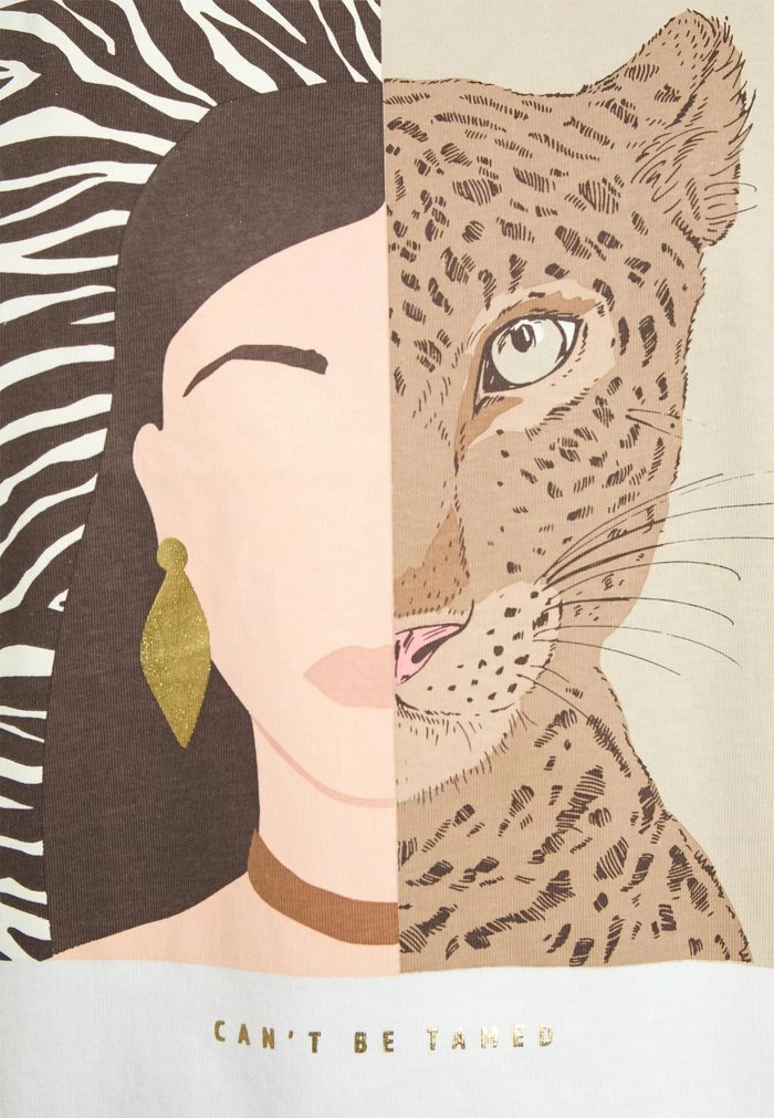 ONLY Tall ONLAMARA HALFFACE BOX - Print T-shirt - Bright White Cheetah 5 ONLY Tall ONLAMARA HALFFACE BOX - Print T-shirt - Bright White Cheetah - Image 3