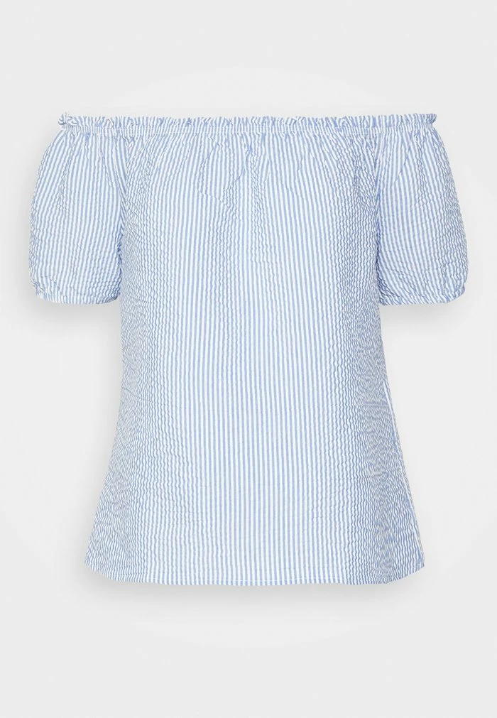 ONLY Tall ONLCASSIE OFF SHOULDER - Blouse - Cloud Dancer/medium Denim Blue 8 ONLY Tall ONLCASSIE OFF SHOULDER - Blouse - Cloud Dancer/medium Denim Blue - Image 6