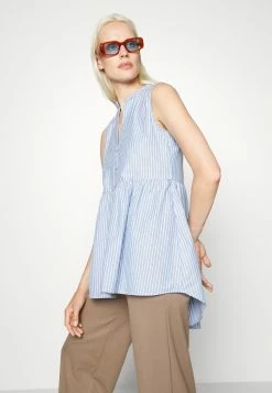 ONLY Tall ONLANNA HIGH LOW - Top - Blue-grey/off-white -ONLY Tall Shop c311b26018024105a616314933a41b01