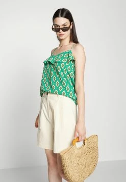 ONLY Tall ONLLEA STRAP FRILL SINGLET - Top - Greenlake/graphic Glam -ONLY Tall Shop c626a4631e9d45c39de365ca12ad561d